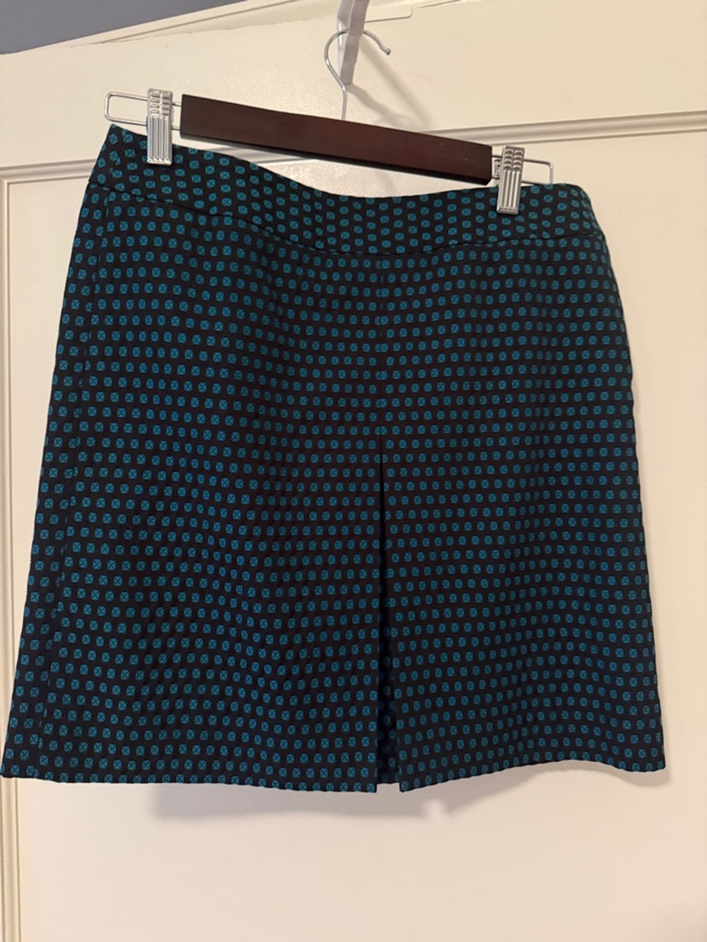 LOFT Black Skirt with Teal Print